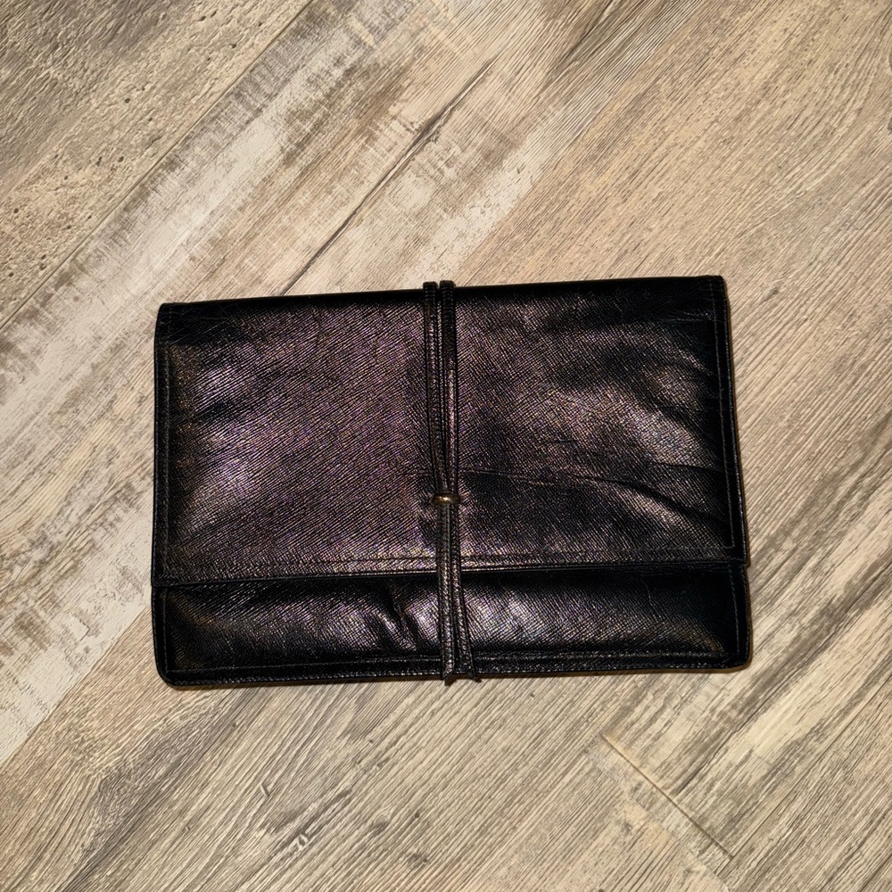 Genuine Leather Morris Moskowitz Black Clutch - Picture 1 of 5